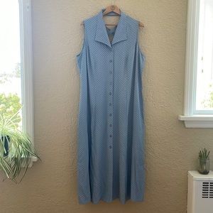 Vintage 90s Jessica polka dot baby blue polyester button up dress